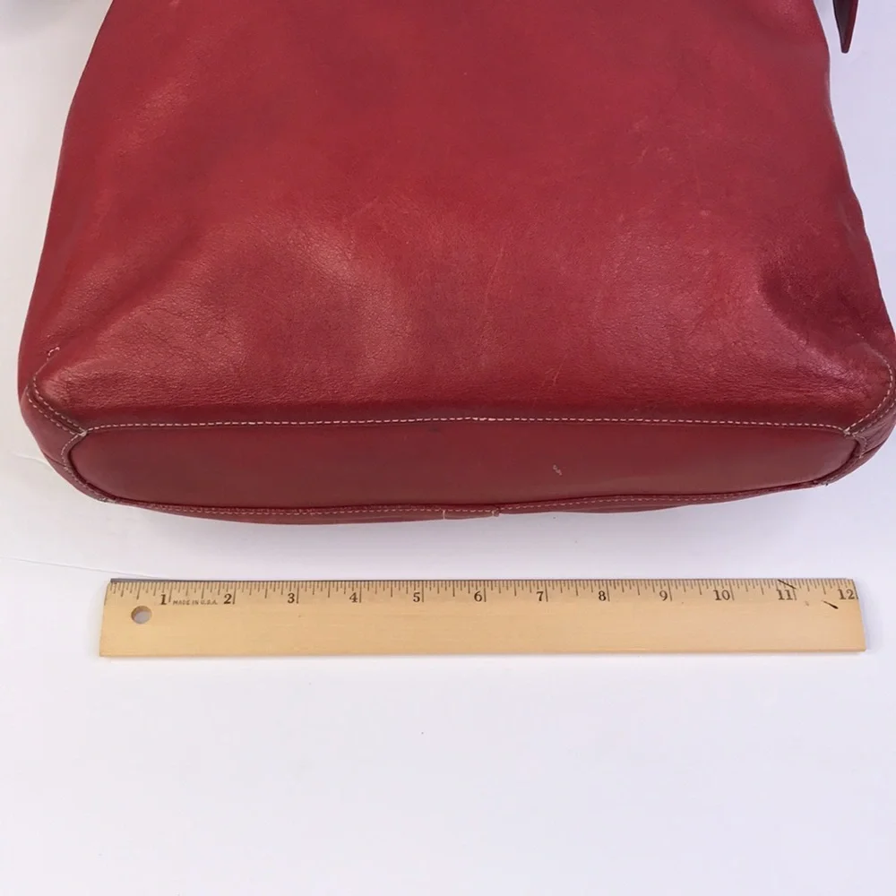 Coach Red Leather Zipper Closure Large Tote Crossbody Shoulder Bag - Vintage